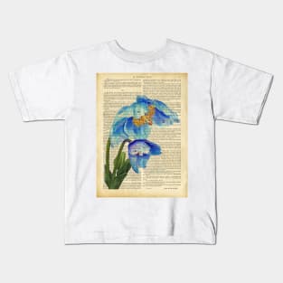 Botanical prints - blue spring flowers Kids T-Shirt